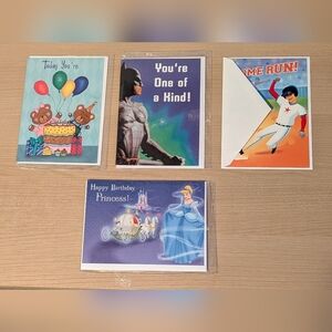 Set of 4 Birthday Cards with Envelopes for Boys, Girls, Kids, Teens